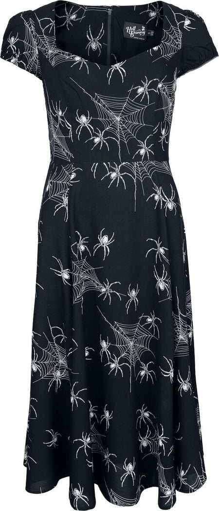 Robe mi-longue  de Hell Bunny - Grungy Spider Dress - S à XXL - pour Femme - noir/blanc - hell bunny