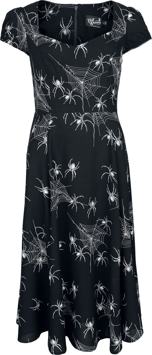 Robe mi-longue  de Hell Bunny - Grungy Spider Dress - S à XXL - pour Femme - noir/blanc - hell bunny