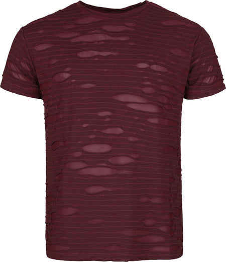 T-Shirt Manches courtes  de Gothicana by EMP - T-Shirt En Mesh Avec Effet Destroy - M à XXL - pour Homme - bordeaux - Gothicana by EMP