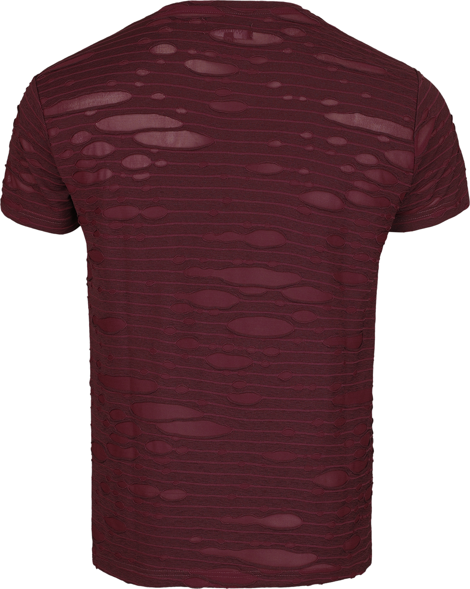 T-Shirt Manches courtes  de Gothicana by EMP - T-Shirt En Mesh Avec Effet Destroy - M à XXL - pour Homme - bordeaux - Gothicana by EMP - View 2
