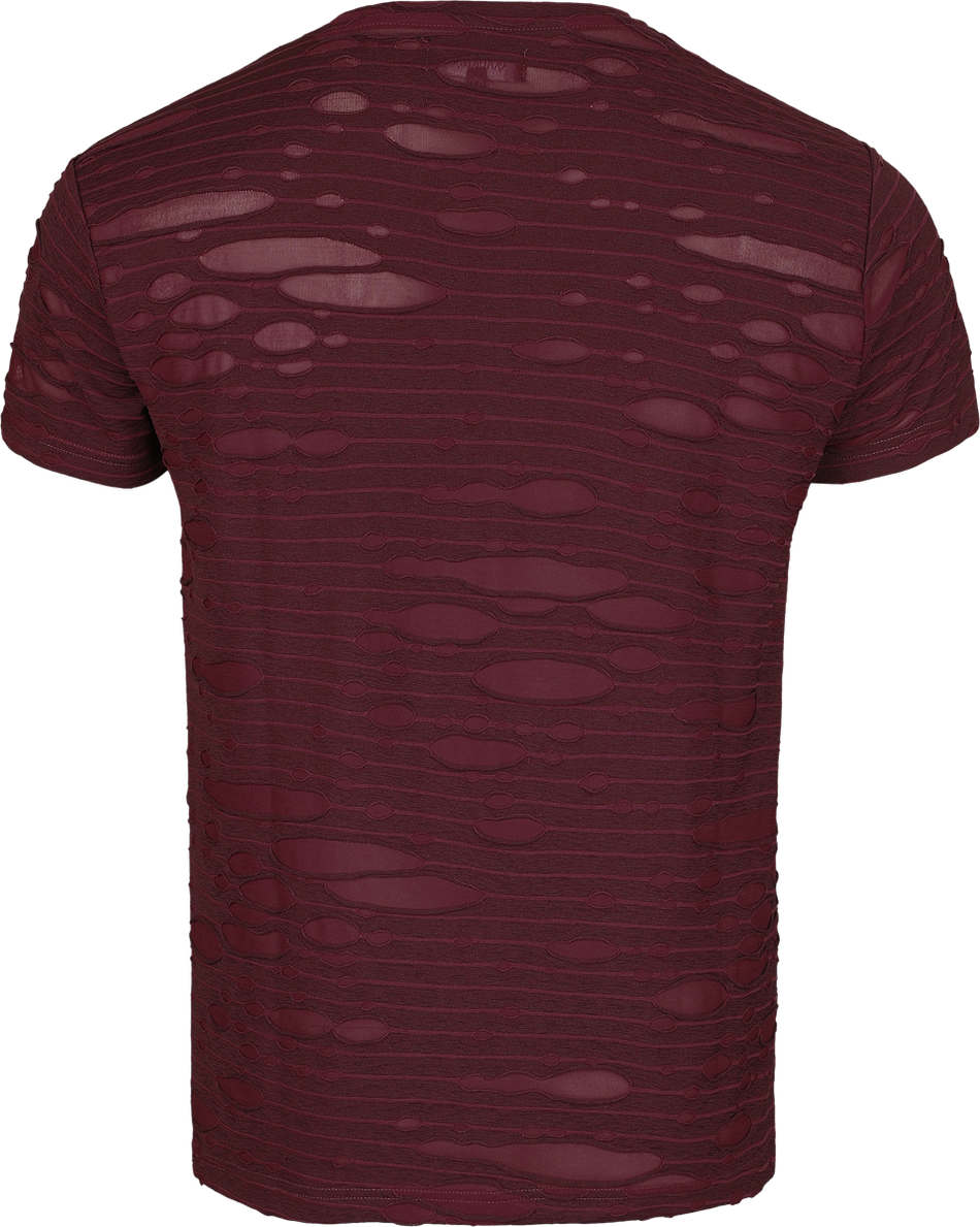T-Shirt Manches courtes  de Gothicana by EMP - T-Shirt En Mesh Avec Effet Destroy - M à XXL - pour Homme - bordeaux - Gothicana by EMP - View 2