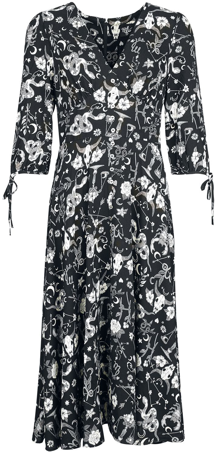 Robe longue Gothic de Hell Bunny - Star Sign Maxi Dress - XS à S - pour Femme - noir/gris/blanc - hell bunny