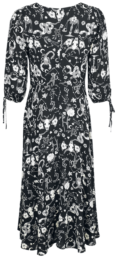 Robe longue Gothic de Hell Bunny - Star Sign Maxi Dress - XS à S - pour Femme - noir/gris/blanc - hell bunny - View 2