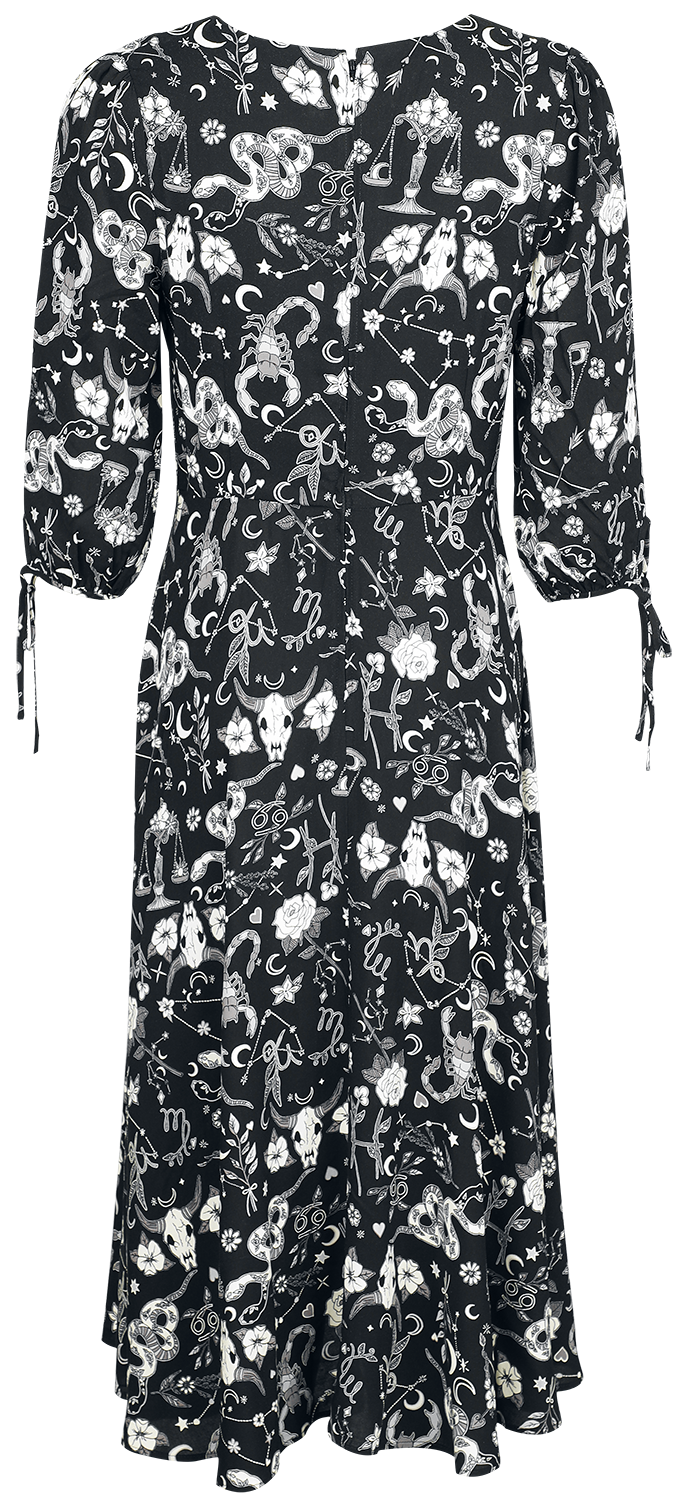 Robe longue Gothic de Hell Bunny - Star Sign Maxi Dress - XS à S - pour Femme - noir/gris/blanc - hell bunny - View 2