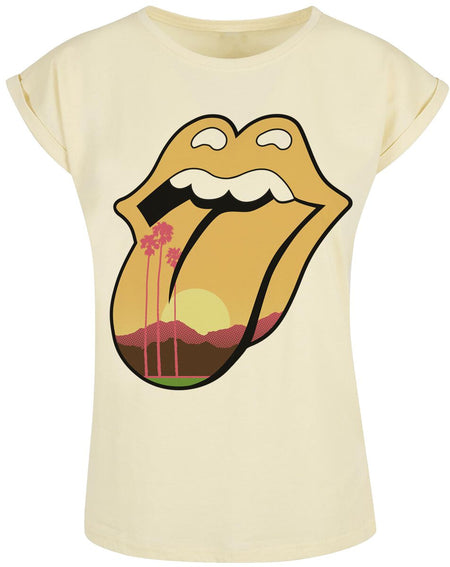 T-Shirt Manches courtes  de The Rolling Stones - Desert Trip Tongue - S à XL - pour Femme - jaune clair - The Rolling Stones