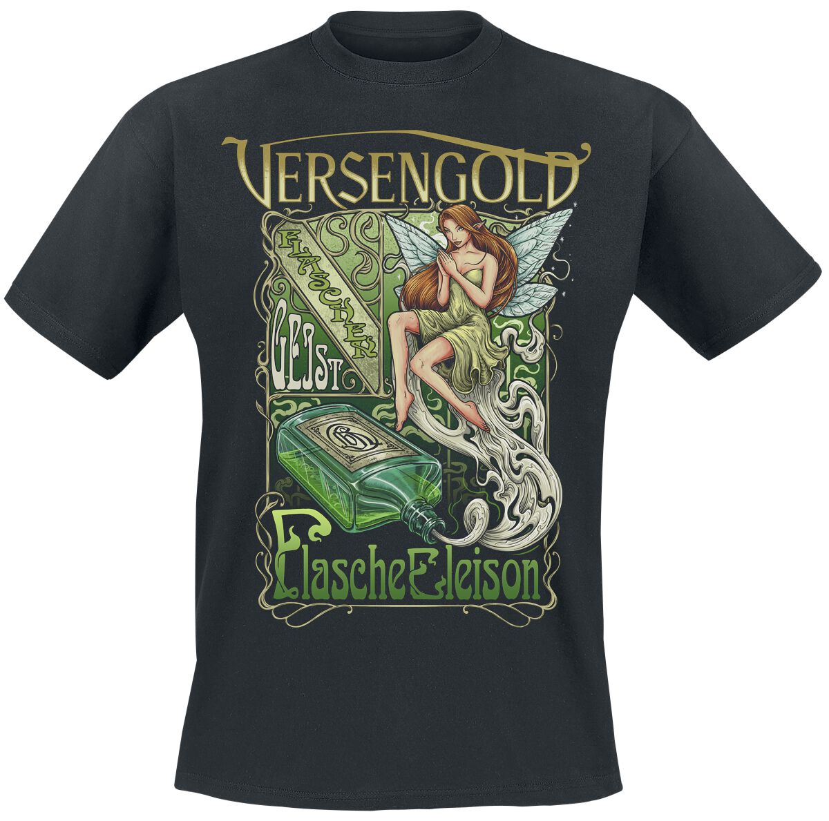T-Shirt Manches courtes  de Versengold - Flaschengeist - M - pour Homme - noir - Versengold