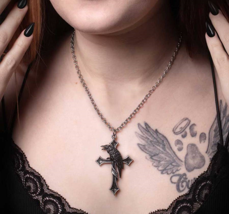 Collier Gothic de Alchemy Gothic - Crux Corvis Pendant - pour Unisexe - couleur argent - Alchemy Gothic - View 2