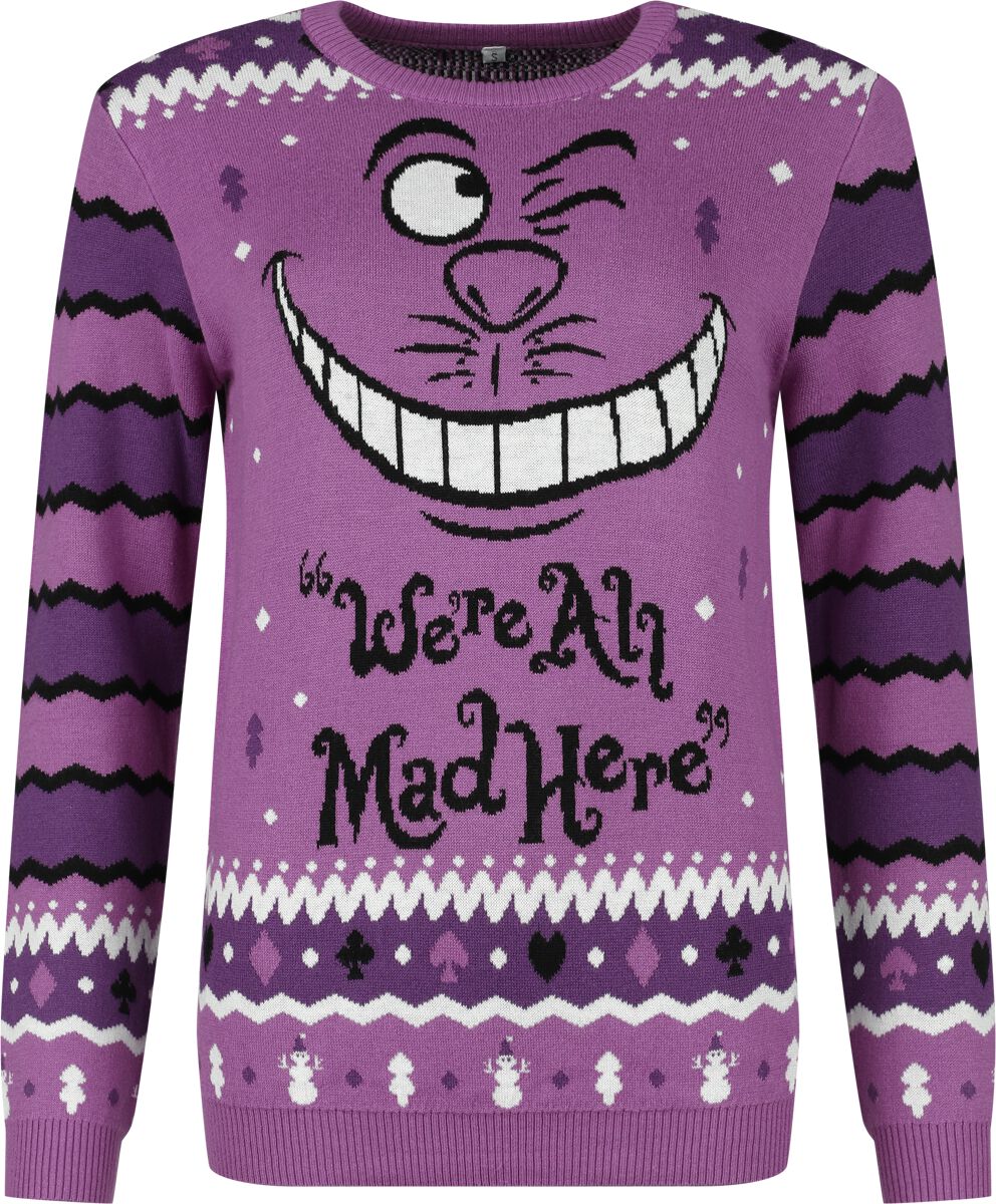 Pull de Noël Disney de Alice Au Pays Des Merveilles - Le Chat Du Cheshire - We're All Mad Here - S à XXL - pour Femme - multicolore - Alice Au Pays Des Merveilles