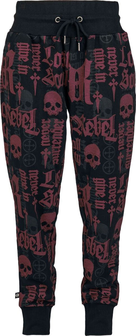 Bas de survêtement  de Rock Rebel by EMP - Pantalon Imprimé Rock Rebel - S à XXL - pour Femme - noir - Rock Rebel by EMP