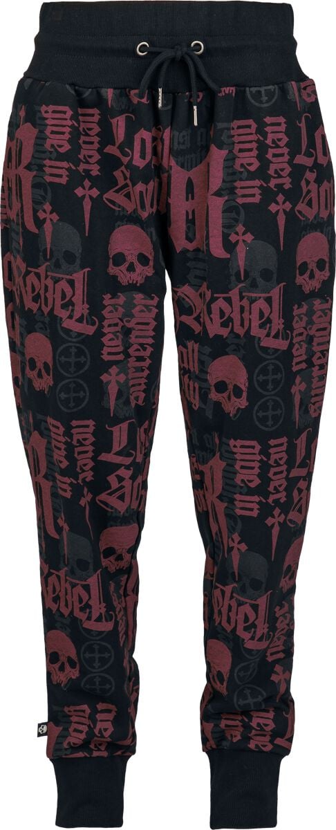Bas de survêtement  de Rock Rebel by EMP - Pantalon Imprimé Rock Rebel - S à XXL - pour Femme - noir - Rock Rebel by EMP