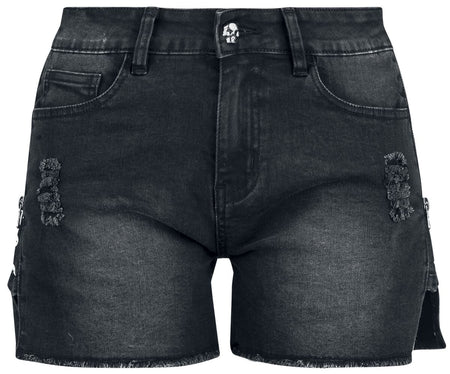 Short  de Rock Rebel by EMP - Shorts With Lateral Zipper - 27 à 30 - pour Femme - noir - Rock Rebel by EMP