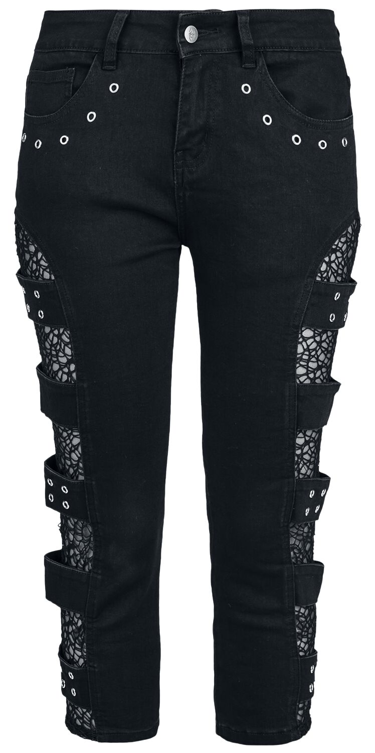 Short Gothic de Gothicana by EMP - Capri Shorts With Mesh Details - 27 à 33 - pour Femme - noir - Gothicana by EMP