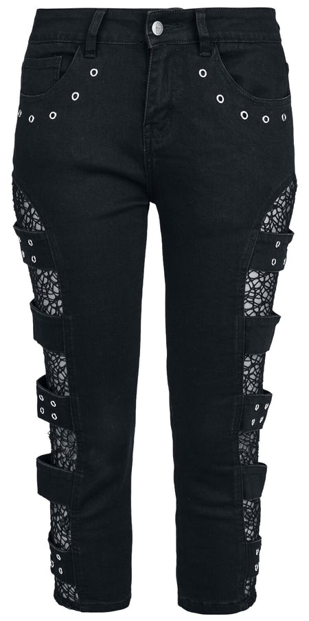 Short Gothic de Gothicana by EMP - Capri Shorts With Mesh Details - 27 à 33 - pour Femme - noir - Gothicana by EMP