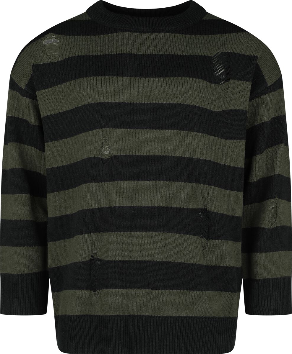 Pull tricoté Gothic de Banned Alternative - Pull Tricoté Rayé - S à XXL - pour Homme - vert/noir - Banned Alternative