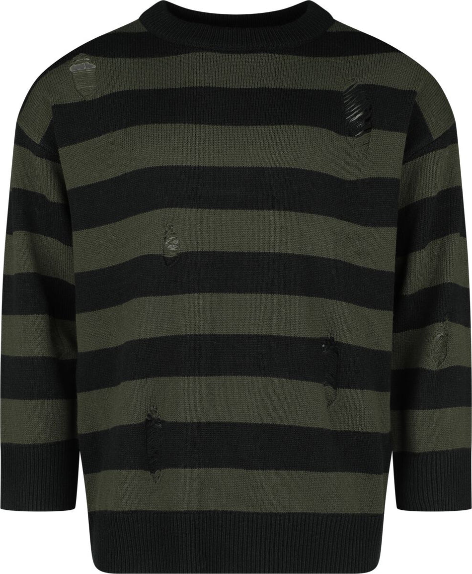 Pull tricoté Gothic de Banned Alternative - Pull Tricoté Rayé - S à XXL - pour Homme - vert/noir - Banned Alternative