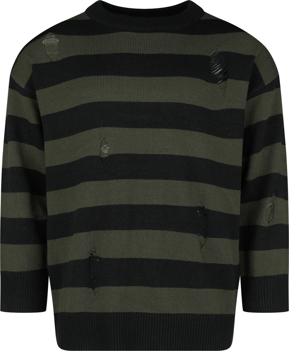 Pull tricoté Gothic de Banned Alternative - Pull Tricoté Rayé - S à XXL - pour Homme - vert/noir - Banned Alternative