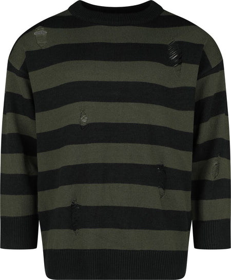 Pull tricoté Gothic de Banned Alternative - Pull Tricoté Rayé - S à XXL - pour Homme - vert/noir - Banned Alternative