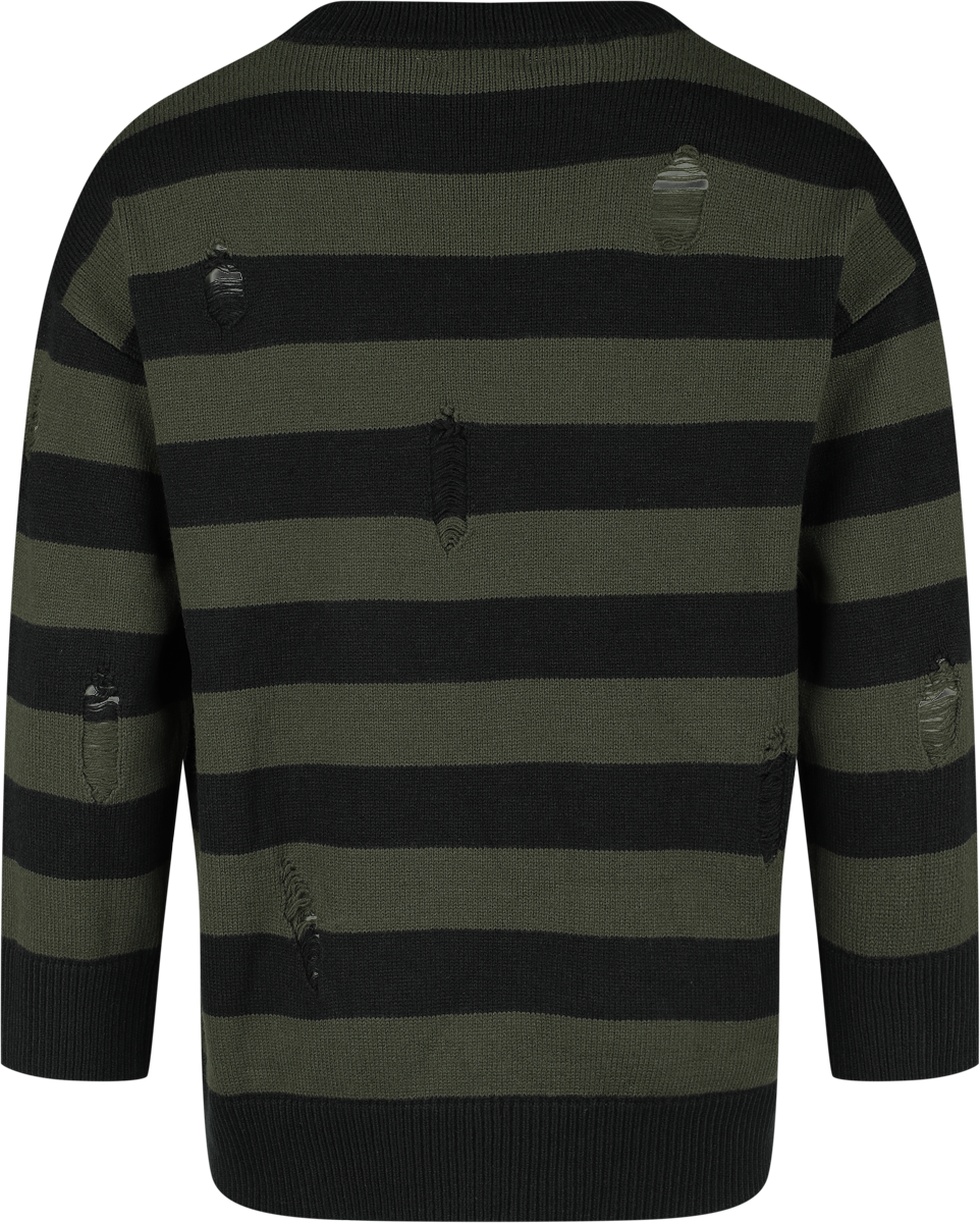 Pull tricoté Gothic de Banned Alternative - Pull Tricoté Rayé - S à XXL - pour Homme - vert/noir - Banned Alternative - View 2