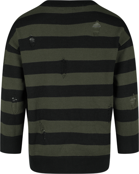 Pull tricoté Gothic de Banned Alternative - Pull Tricoté Rayé - S à XXL - pour Homme - vert/noir - Banned Alternative - View 2