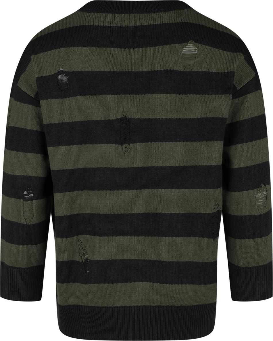 Pull tricoté Gothic de Banned Alternative - Pull Tricoté Rayé - S à XXL - pour Homme - vert/noir - Banned Alternative - View 2
