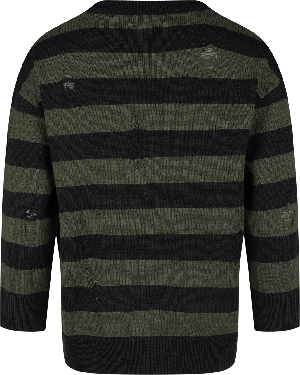 Pull tricoté Gothic de Banned Alternative - Pull Tricoté Rayé - S à XXL - pour Homme - vert/noir - Banned Alternative - View 2