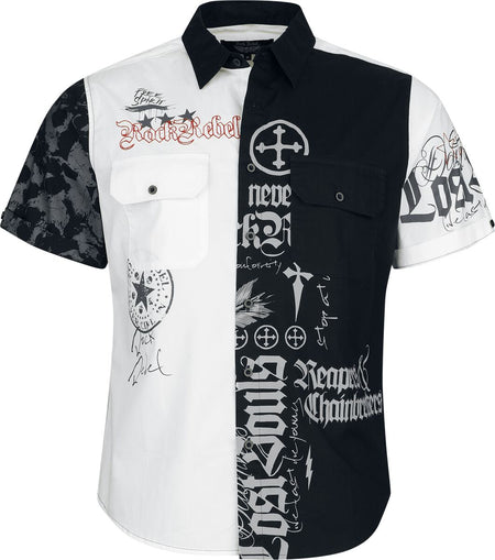 Chemise manches courtes  de Rock Rebel by EMP - M à XXL - pour Homme - noir/blanc - Rock Rebel by EMP