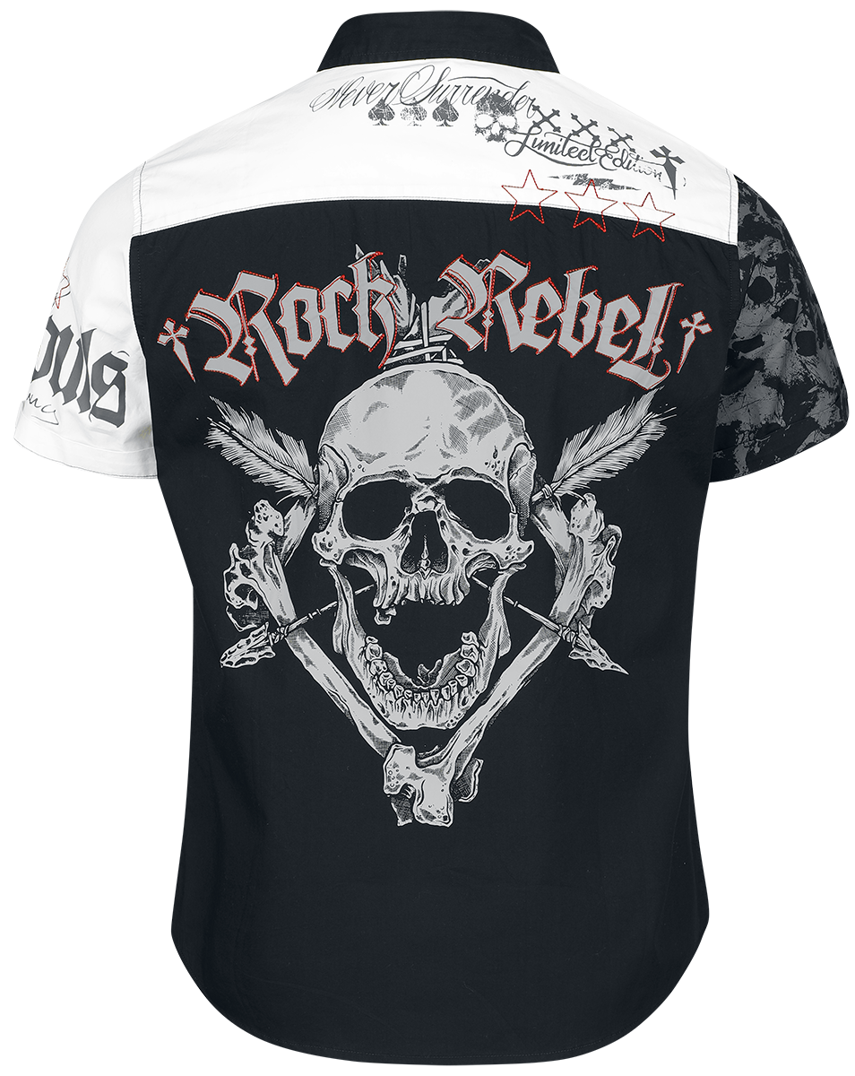 Chemise manches courtes  de Rock Rebel by EMP - M à XXL - pour Homme - noir/blanc - Rock Rebel by EMP - View 2