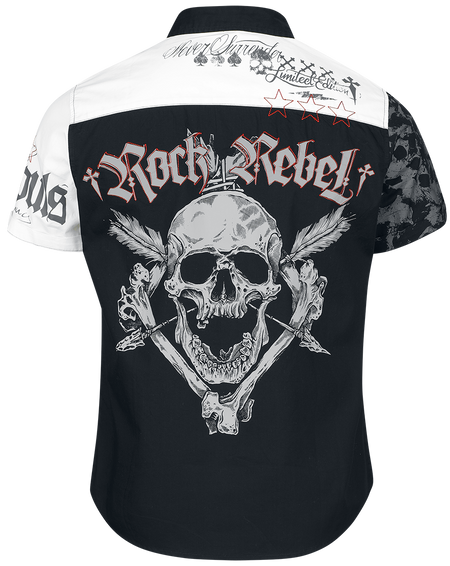 Chemise manches courtes  de Rock Rebel by EMP - M à XXL - pour Homme - noir/blanc - Rock Rebel by EMP - View 2