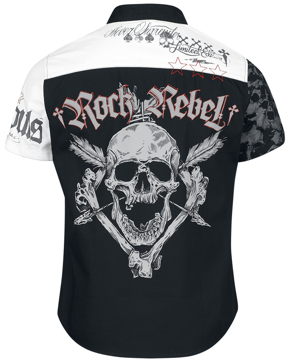 Chemise manches courtes  de Rock Rebel by EMP - M à XXL - pour Homme - noir/blanc - Rock Rebel by EMP - View 2
