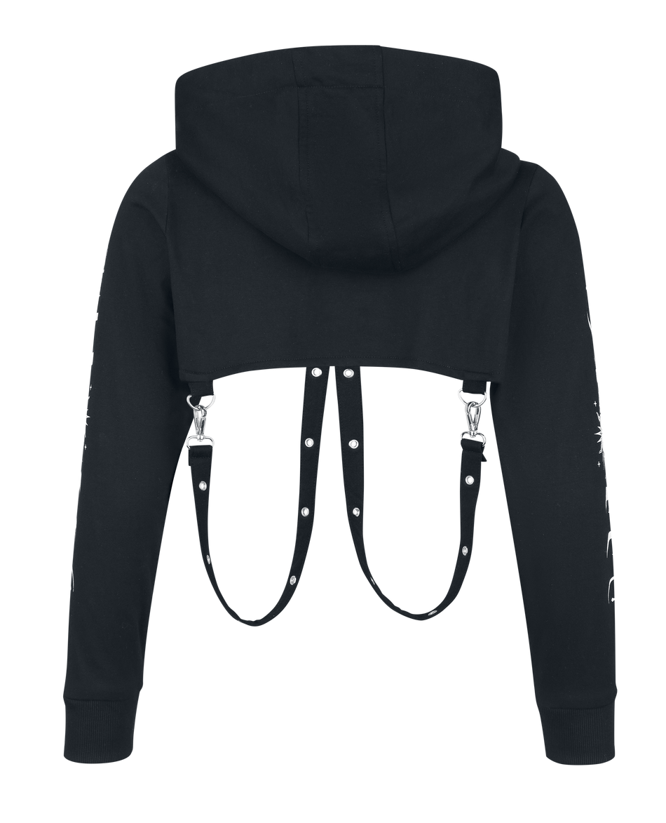 Sweat-shirt à capuche Gothic de Gothicana by EMP - Crop Hoodie - S à M - pour Femme - noir - Gothicana by EMP - View 2