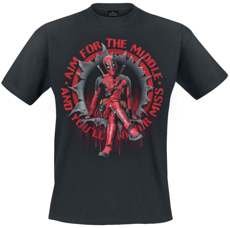 T-Shirt Manches courtes  de Deadpool - Aim For The Middle - L à XXL - pour Homme - noir - Deadpool