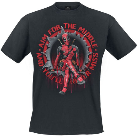 T-Shirt Manches courtes  de Deadpool - Aim For The Middle - L à XXL - pour Homme - noir - Deadpool