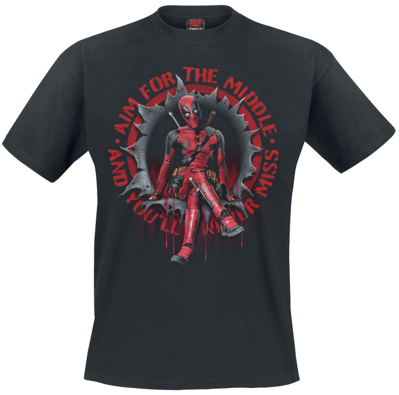 T-Shirt Manches courtes  de Deadpool - Aim For The Middle - L à XXL - pour Homme - noir - Deadpool - View 2