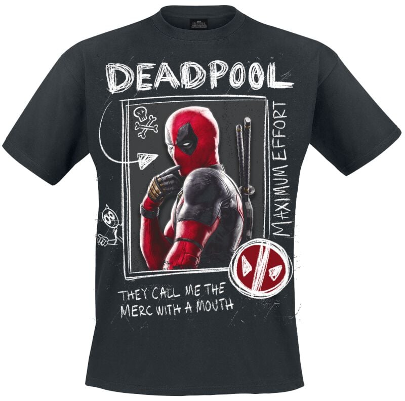 T-Shirt Manches courtes  de Deadpool - Wolverine Sketches - S à XXL - pour Homme - noir - Deadpool