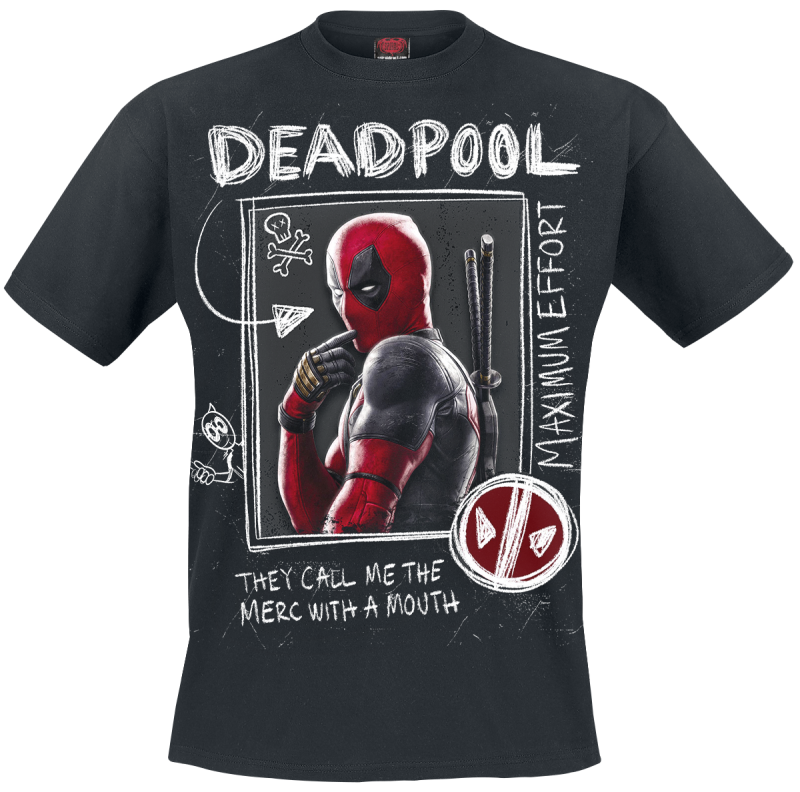 T-Shirt Manches courtes  de Deadpool - Wolverine Sketches - S à XXL - pour Homme - noir - Deadpool - View 2