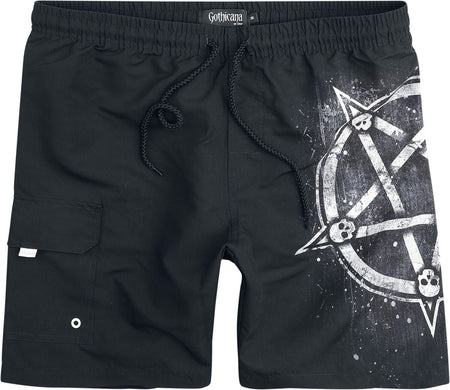 Short de bain  de Gothicana by EMP - Short de Bain avec Pentacle - M à XXL - pour Homme - noir - Gothicana by EMP