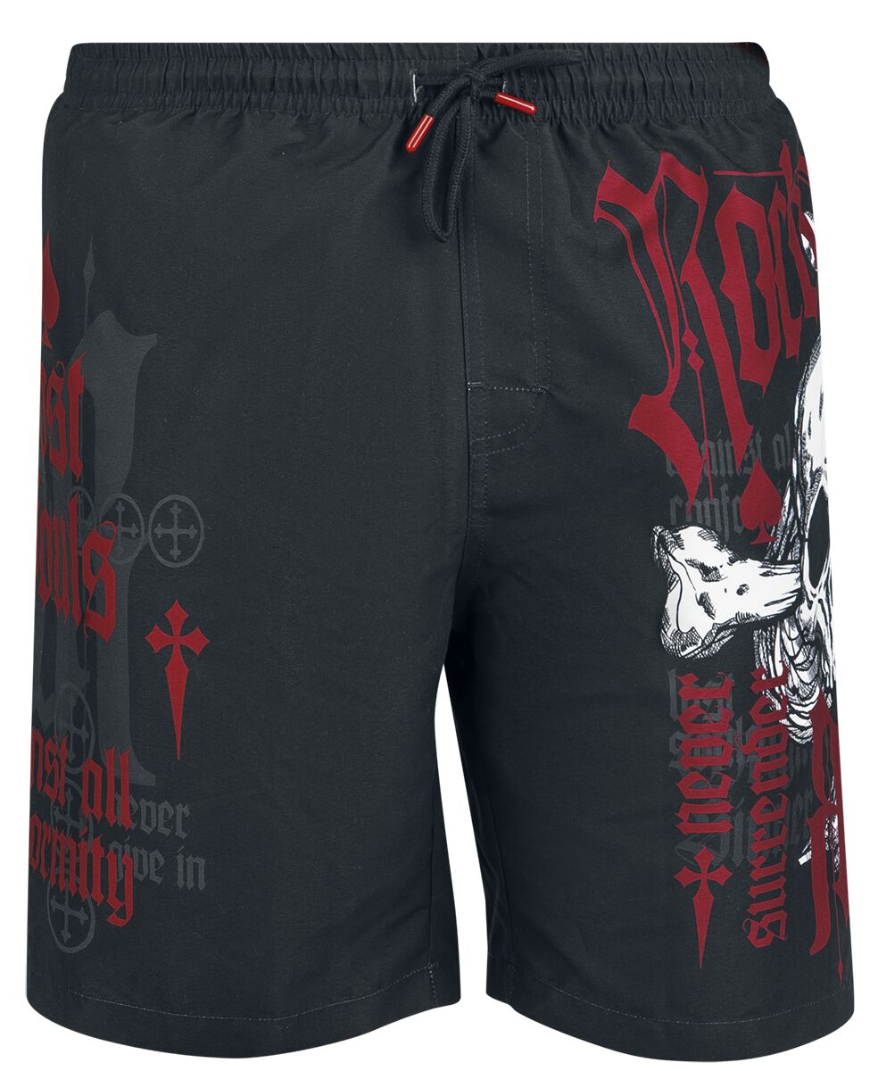 Short de bain  de Rock Rebel by EMP - Swim Shorts with Skull Print - M à XXL - pour Homme - noir - Rock Rebel by EMP