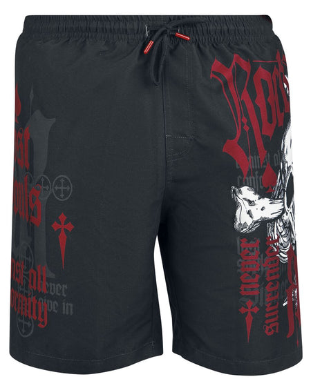 Short de bain  de Rock Rebel by EMP - Swim Shorts with Skull Print - M à XXL - pour Homme - noir - Rock Rebel by EMP