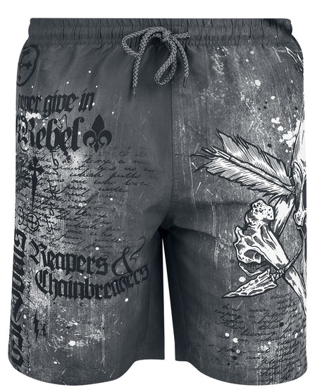 Short de bain  de Rock Rebel by EMP - Swim Shorts with Skull Print - M à XXL - pour Homme - gris foncé - Rock Rebel by EMP