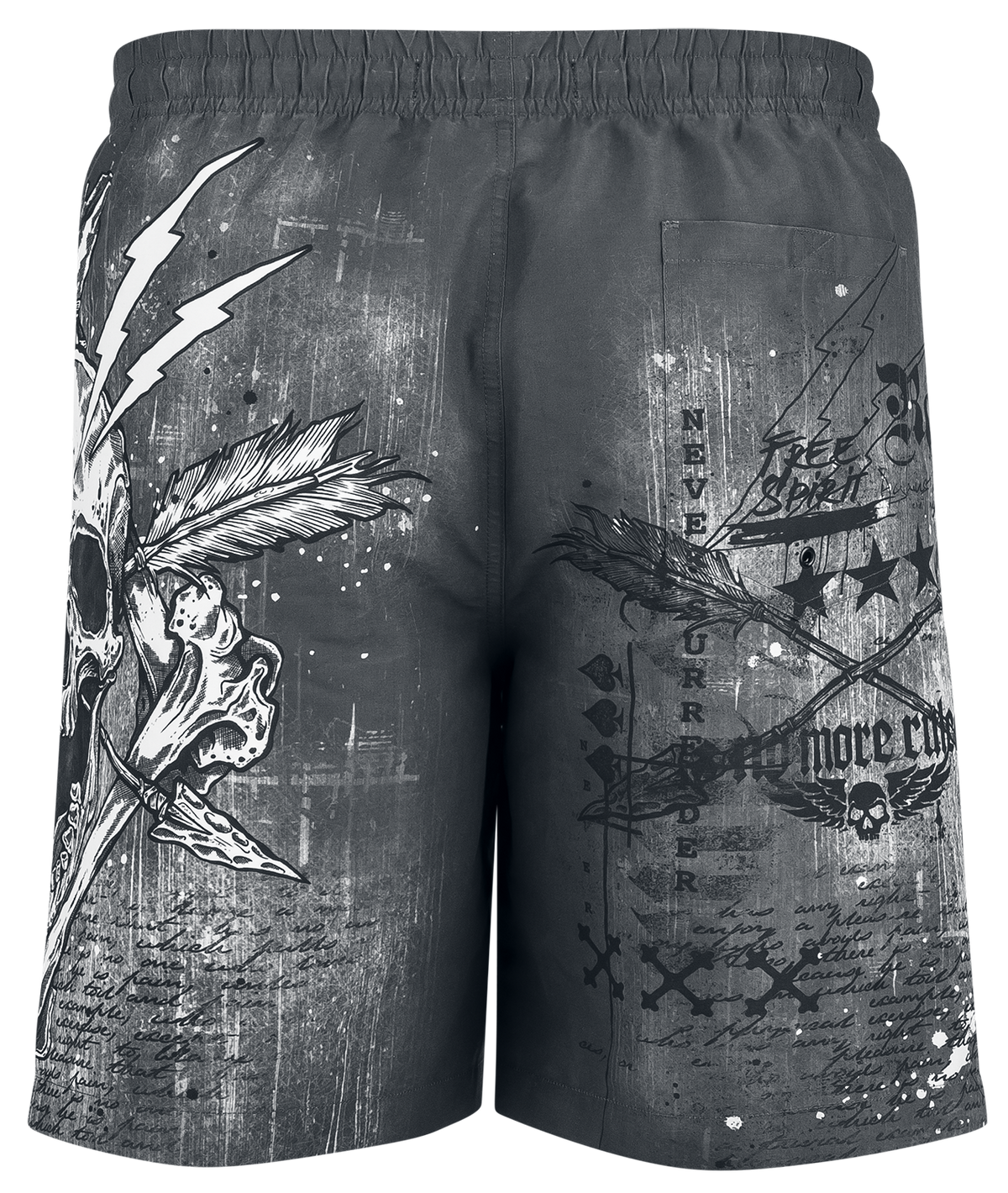 Short de bain  de Rock Rebel by EMP - Swim Shorts with Skull Print - M à XXL - pour Homme - gris foncé - Rock Rebel by EMP - View 2