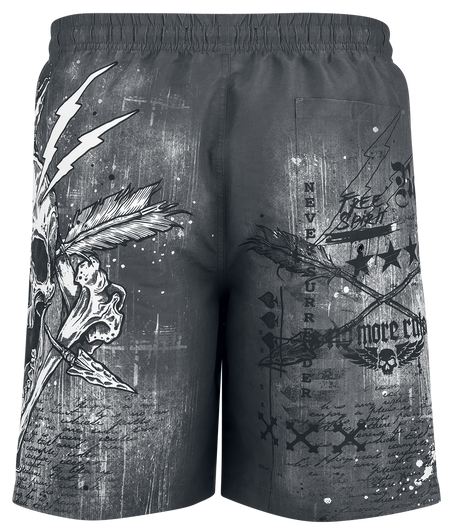 Short de bain  de Rock Rebel by EMP - Swim Shorts with Skull Print - M à XXL - pour Homme - gris foncé - Rock Rebel by EMP - View 2