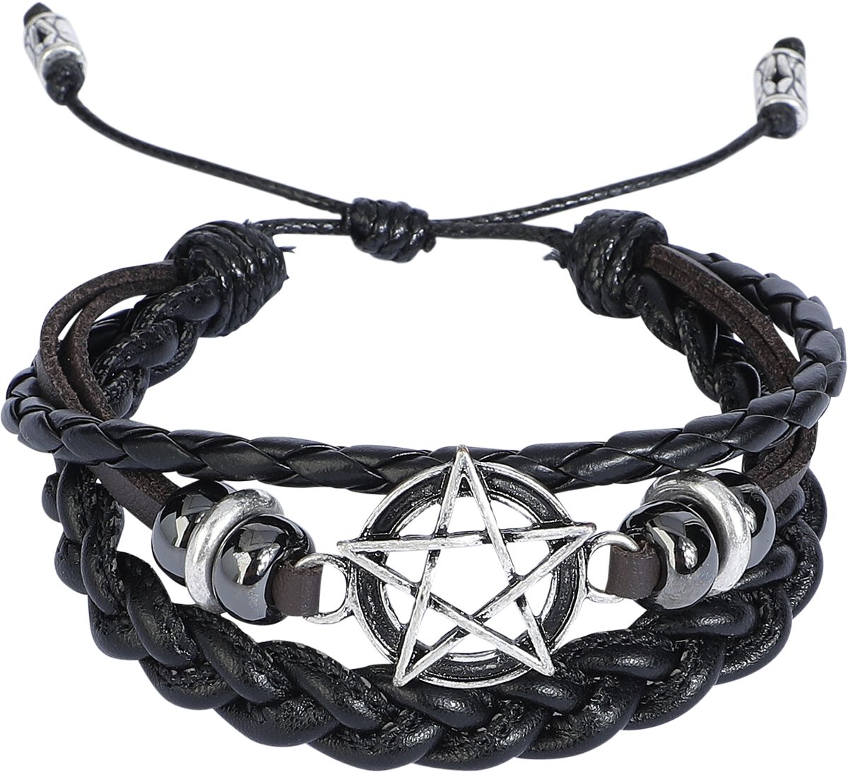 Bracelet imitation cuir Gothic de Gothicana by EMP - Pentacle - pour Unisexe - marron/noir - Gothicana by EMP