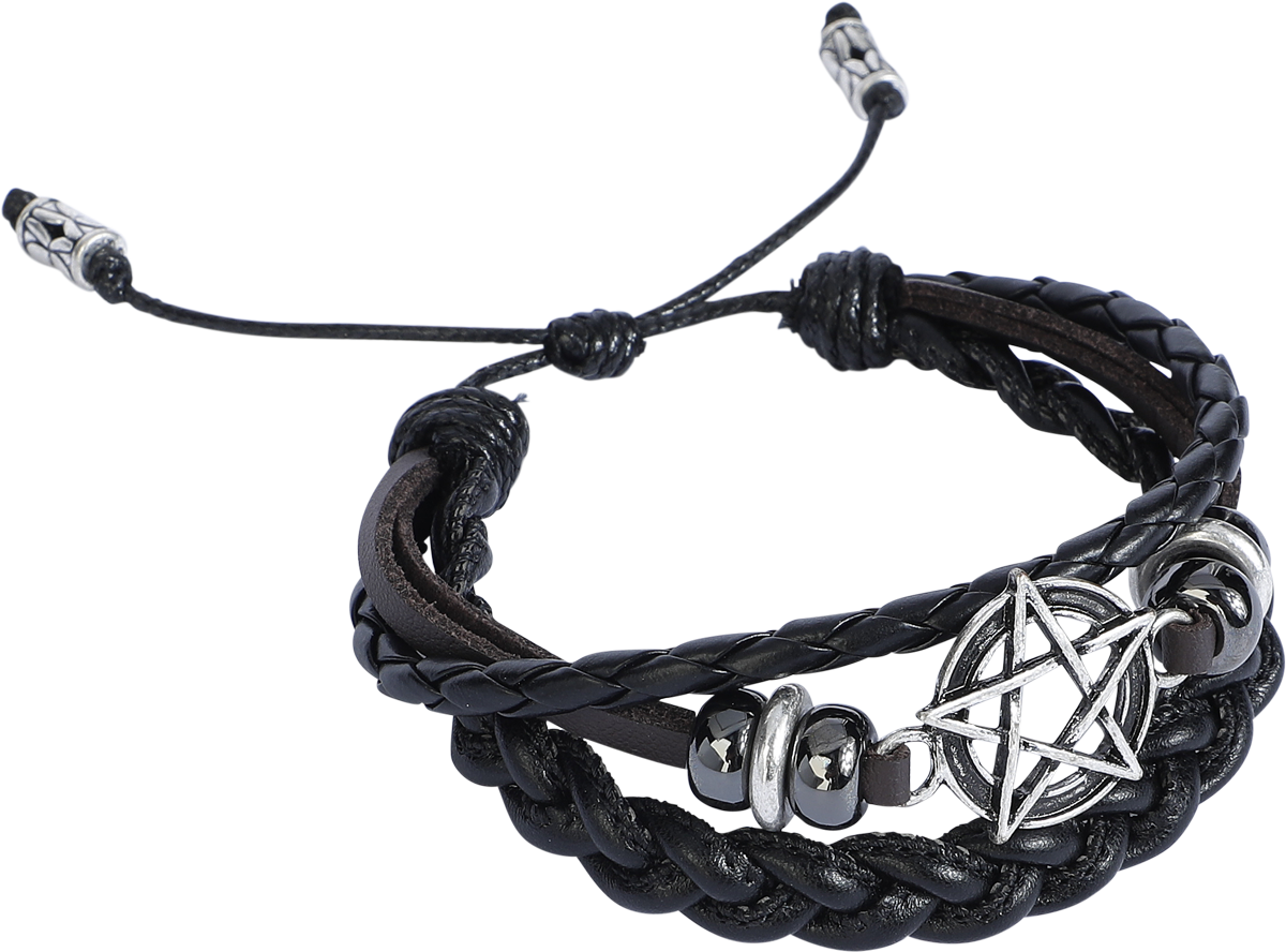 Bracelet imitation cuir Gothic de Gothicana by EMP - Pentacle - pour Unisexe - marron/noir - Gothicana by EMP - View 2