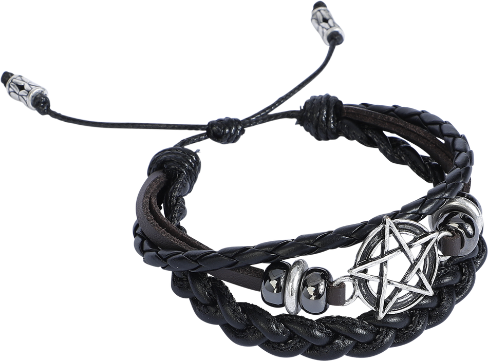 Bracelet imitation cuir Gothic de Gothicana by EMP - Pentacle - pour Unisexe - marron/noir - Gothicana by EMP - View 2