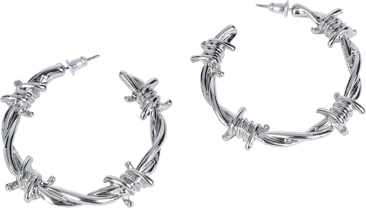 Boucles d'oreilles Gothic de Black Premium by EMP - Fil Barbelé - pour Femme - couleur argent - Black Premium by EMP