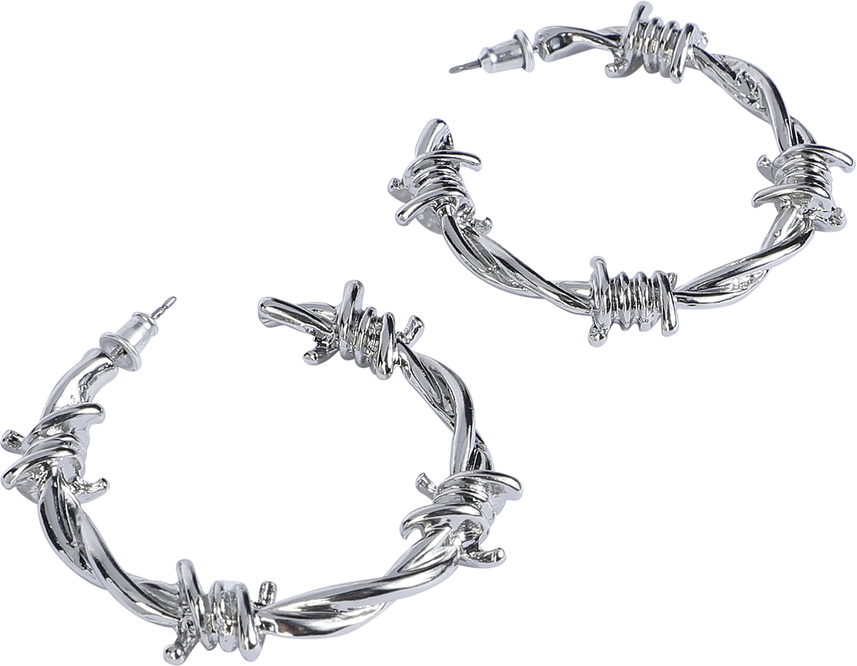 Boucles d'oreilles Gothic de Black Premium by EMP - Fil Barbelé - pour Femme - couleur argent - Black Premium by EMP - View 2