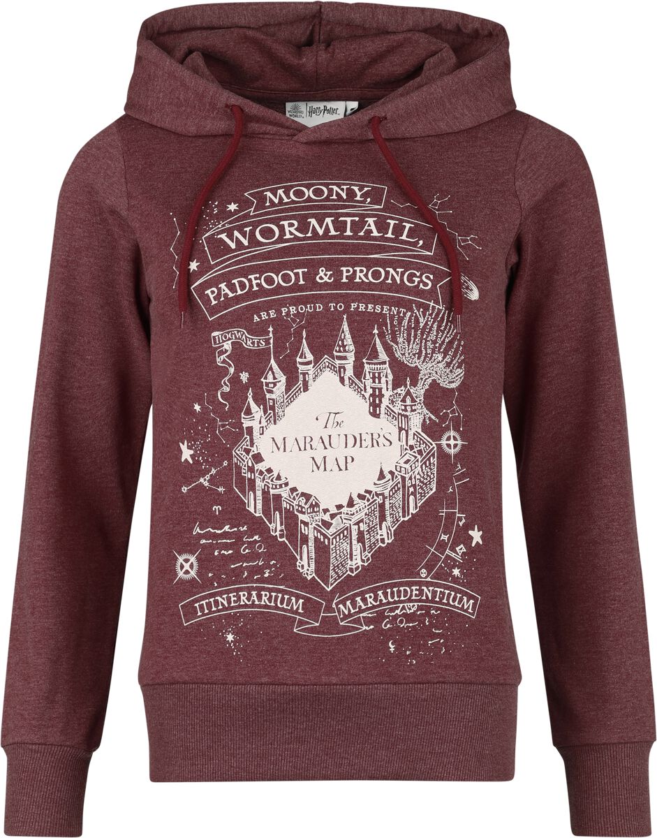 Sweat-shirt à capuche  de Harry Potter - La Carte Du Maraudeur - S à 3XL - pour Femme - bordeaux - Harry Potter