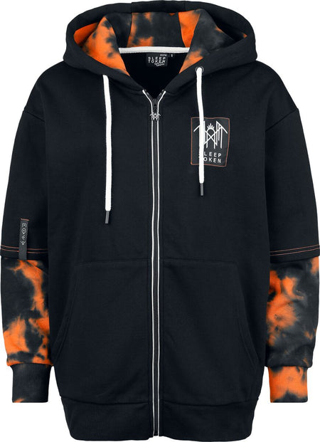 Sweat-shirt zippé à capuche  de Sleep Token - EMP Signature Collection - XS à S - pour Femme - noir/orange - Sleep Token
