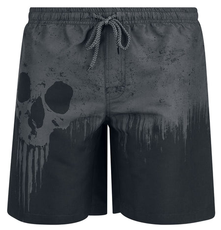 Short de bain  de Black Premium by EMP - Swim Shorts With Skull Print - M à XXL - pour Homme - gris/noir - Black Premium by EMP