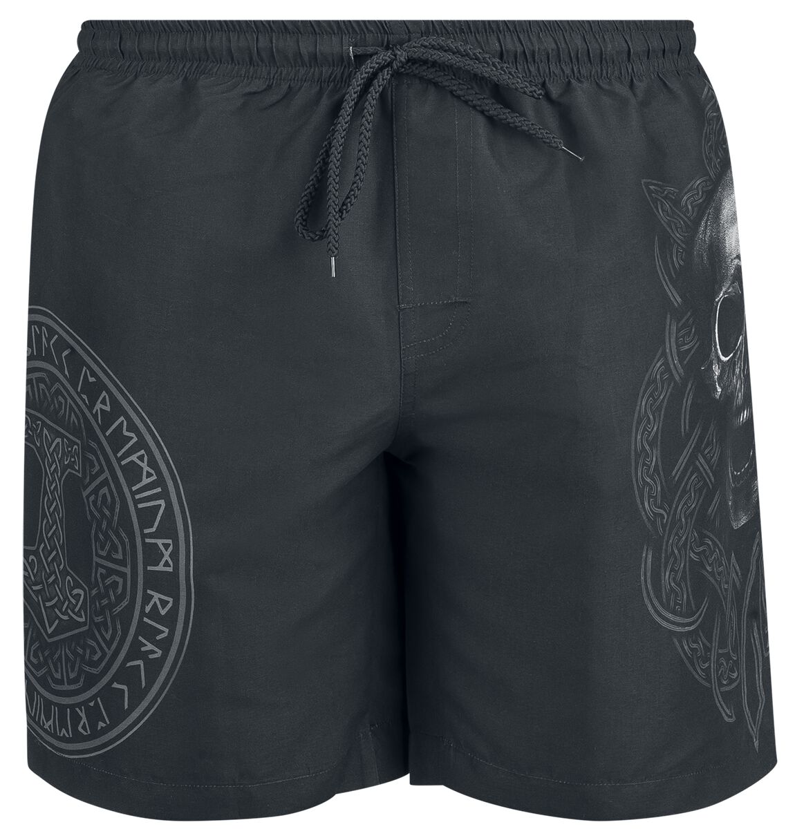 Short de bain  de Black Premium by EMP - Swim Shorts With Skull And Runes Print - M à XXL - pour Homme - noir - Black Premium by EMP